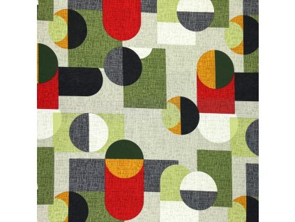 Ervi bavlna flanel š.240 cm Abstrakce červená zelená - 26718-6, metráž (Barva barevná, Vzor Abstrakce)