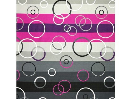 Ervi bavlna flanel š.240 cm Kruhy na purpurovém 7021-1, metráž (Barva barevná, Vzor Abstrakce)
