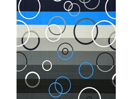 Ervi bavlna flanel š.240 cm Kruhy na modrém 7021-2, metráž (Barva barevná, Vzor Abstrakce)