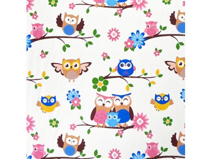 Ervi Bavlněná látka/plátno š.240 cm - sovičky na bílém č.10329-1, metráž