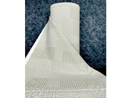 Ervi bavlna - Krep š.240 cm - Geometrický vzor č.226557-28, metráž (Barva Šedo-zelená, Vzor Geometrický)