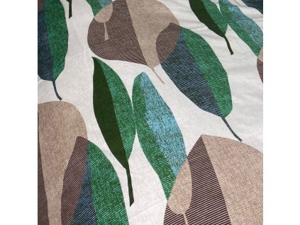 Ervi Bavlněná látka/plátno š.240 cm - zelené a béžové listy č.8501-6, metráž (Barva Bárevná, Vzor Přírodní)