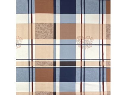 Ervi bavlna š.220 cm - Káro hnědo-modré , metráž (Barva Barevná/Colorful, Vzor Designový/Design)