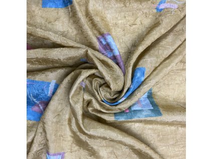 Ervi dekorační látka - s mačkaným vzhledem Kostky khaki šířka 165 cm, metráž (Barva Khaki/Khaki, Vzor Designový/Design)