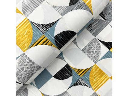 Ervi Bavlněná látka/plátno š.240 cm - Geometrický kruhy č.26710-6, metráž (Barva barevná, Vzor Abstrakce)