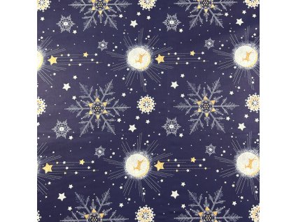 Ervi Bavlněná látka/plátno š.240 cm - Vánoční vzor modrý 26379-16, metráž (Barva Barevná/Colorful, Vzor Vánoční/Christmas)