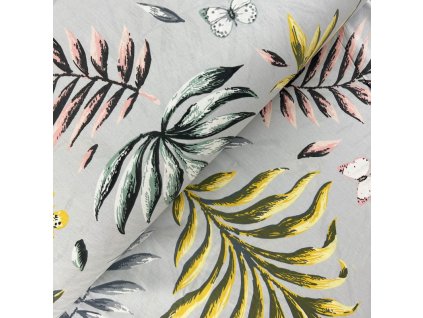 Ervi Bavlnená látka/plátno š.240 cm - Farebné tropické listy č.23584-4, metráž