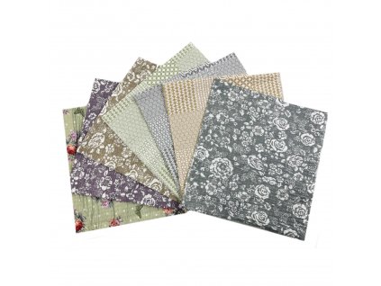 Sada látek bavlna krep na patchwork cca 35x35 cm - mix (Množství v sadě/Quantity per set: 7 ks)