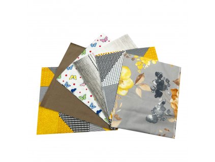 Sada látek bavlna flanel na patchwork cca 35x35 cm - mix (Množství v sadě/Quantity per set: 7 ks)