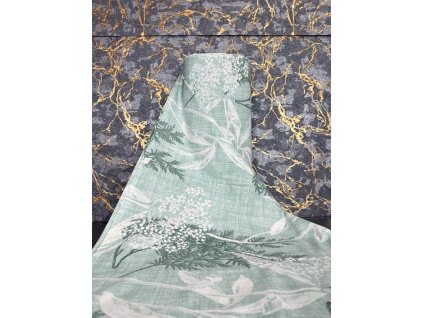 Ervi Bavlnená látka/plátno š.240 cm - zelené a biele listy na zelenom - 4794-4, metráž