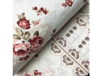 Ervi Bavlněná látka/plátno š.240 cm - Růže a krajka - 12338-2, metráž