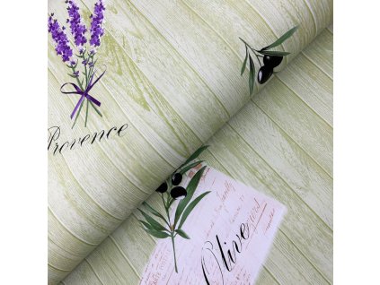 Mirella ubrus PVC M-129E-levandule metráž šířka 140 cm (Barva Zelená, Vzor Květinový)