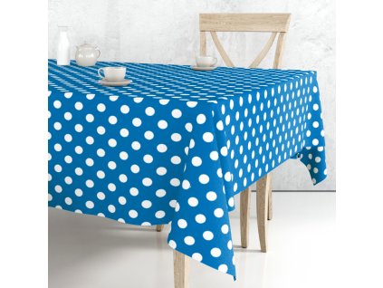 Ubrus PVC DC-416 modrý metráž šířka 140 cm (Barva šedá, Vzor Puntíky)