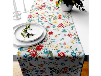 Ervi bavlněný běhoun na stůl - Louka 26337-6 (Barva barevná, Rozměr 20 x 120 cm, Vzor Květinový)