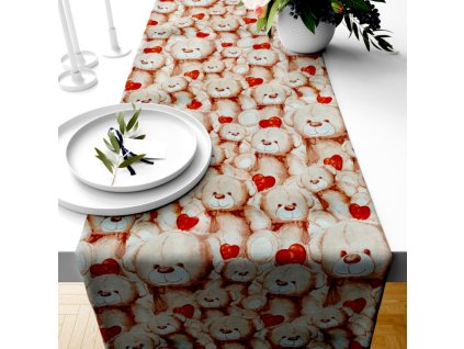 Ervi bavlněný běhoun na stůl - Medvídek Teddy (Barva barevná, Rozměr 20 x 120 cm, Vzor Dětský)