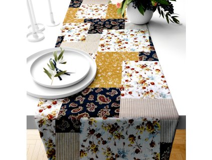 Ervi bavlněný běhoun na stůl - pečvork na smaragdovém (Barva barevná, Rozměr 20 x 120 cm, Vzor Pečvork)