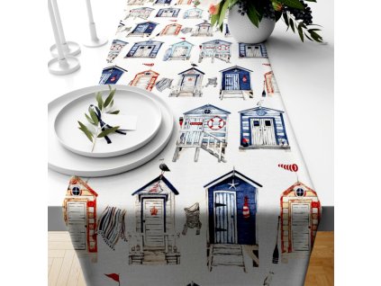 Ervi bavlněný běhoun na stůl - námořní vzor (Barva barevná, Rozměr 20 x 120 cm, Vzor Mořský)