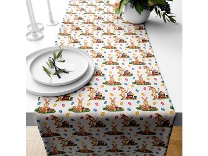 Ervi bavlněný běhoun na stůl - Velikonoční vzor - bílý (Barva Bílá, Rozměr 20 x 120 cm, Vzor Velikonoční)