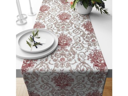 Ervi bavlněný běhoun na stůl - v rokokovém stylu (Barva Bílá, Rozměr 20 x 120 cm, Vzor Designový)