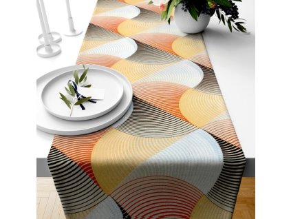 Ervi bavlněný běhoun na stůl - Vlnění (Barva barevná, Rozměr 20 x 120 cm, Vzor Abstrakce)