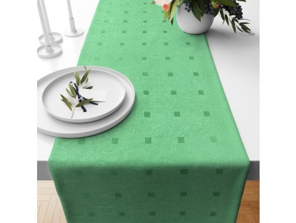 Ervi dekorační běhoun na stůl - Čtverečky zelené (Barva Zelená, Rozměr 20 x 120 cm, Vzor Jednobarevný)