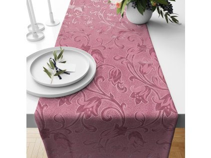 Ervi dekorační běhoun na stůl - Sabrina růžová květy (Barva Béžová, Rozměr 20 x 120 cm, Vzor Designový)