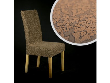 Napínací poťah na stoličku s operadlom Baroko - hnedý