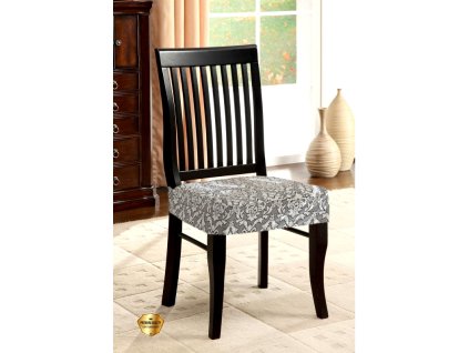 Sada 2 ks napínacích poťahov na stoličku bez operadla Baroko - šedý