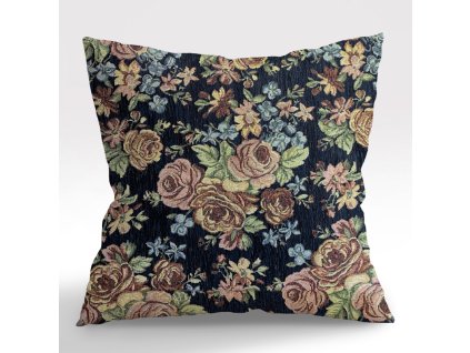 #Ervi povlak na polštář gobelínový Růže gold plus - černý 40 x 40 cm (Rozměr 40 x 40 cm)