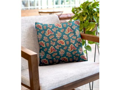 Ervi povlak na polštář bavlněný - turecké okurky na smaragdovém (Rozměr 30 x 50 cm)