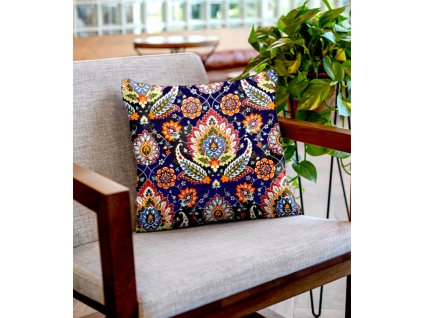 Ervi povlak na polštář - Etno na tmavě modrém (Rozměr 30 x 50 cm)