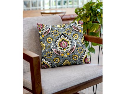 Ervi povlak na polštář - Etno na šedém (Rozměr 30 x 50 cm)