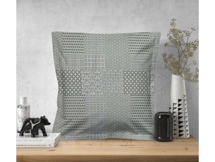 Ervi povlak na polštář KREPOVÝ bavlněný s lemem - Geometrický vzor -olivový (Rozměr 30 x 50 cm)