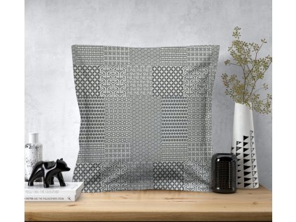 Ervi povlak na polštář KREPOVÝ bavlněný s lemem - Geometrický vzor - šedý (Rozměr 30 x 50 cm)