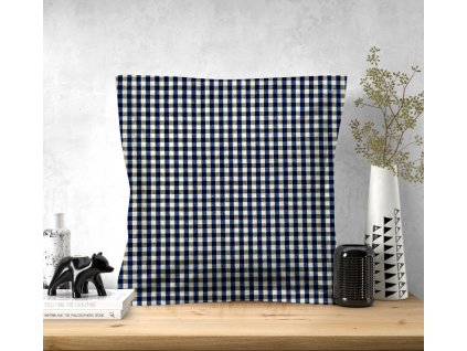 Ervi povlak na polštář bavlněný s lemem - Tradiční kostka - modrá (Rozměr 30 x 50 cm)