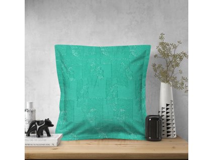 Ervi povlak na polštář dekorační s lemem - Estella listy zelená (Rozměr 30 x 50 cm)