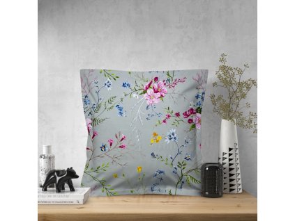 Ervi povlak na polštář bavlněný s lemem - Pole kvetoucí (Rozměr 30 x 50 cm)