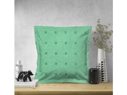 Ervi povlak na polštář dekorační s lemem - Čtverečky mint zelený (Rozměr 30 x 50 cm)
