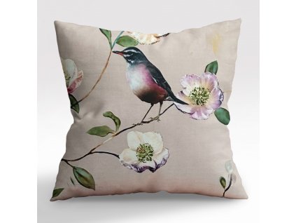 Ervi Saténový povlak na polštář DELUXE - Ptáček (Barva Béžová/Beige, Rozměr 30 x 50 cm, Vzor Lístečky/Tickets)