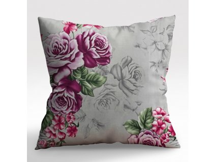 Ervi Saténový povlak na polštář DELUXE - Růže fialové (Rozměr 30 x 50 cm)