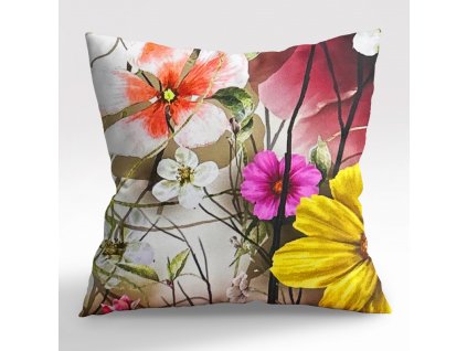 Ervi Saténový povlak na polštář DELUXE - Exotické květy (Rozměr 30 x 50 cm)