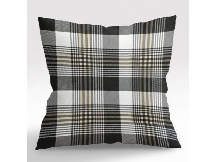 Ervi povlak na polštář flanelový - černo bílé káro (Rozměr 30 x 50 cm)
