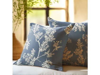 Ervi sada bavlněných povlaků na polštáře 2ks - bílé větvičky na modrém (Rozměr 30 x 50 cm)