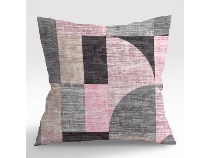 Ervi povlak na polštář FLANELOVÝ - Abstrakce růžovo-šedá (Rozměr 30 x 50 cm)