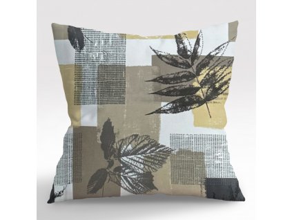 Ervi povlak na polštář FLANELOVÝ - Listy šedé (Rozměr 30 x 50 cm)