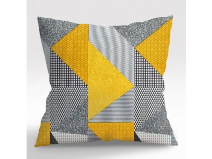 Ervi povlak na polštář FLANELOVÝ - Abstrakce - žluté šedé (Rozměr 30 x 50 cm)