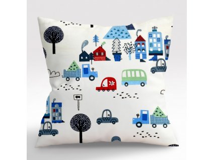 Ervi povlak na polštář FLANELOVÝ - Příběh ve městě (Rozměr 30 x 50 cm)