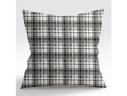 Ervi povlak na polštář FLANELOVÝ - bílo-černé karo (Rozměr 30 x 50 cm)