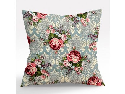 Ervi povlak na polštář Gobelínový - Květinová symfonie na šedo-modrém (Rozměr 30 x 50 cm)