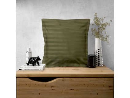 Ervi Saténový Damaškový povlak na polštář s lemem DELUXE - Olivový zirkón (Rozměr 30 x 50 cm)